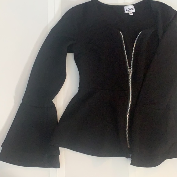 Black business top with front zipper - Picture 3 of 4